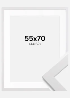Ramme White Wood 55x70 cm - Passepartout Hvid 45x60 cm