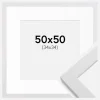 Ramme White Wood 50x50 cm - Passepartout Hvid 35x35 cm