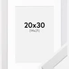 Ramme White Wood 20x30 cm - Passepartout Hvid 15x22 cm
