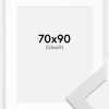 Ramme White Wood 70x90 cm - Passepartout Hvid 55x70 cm