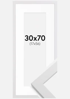 Ramme White Wood 30x70 cm - Passepartout Hvid 18x57 cm