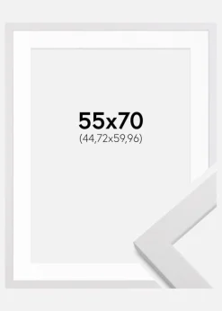 Ramme White Wood 55x70 cm - Passepartout Hvid 18x24 inches