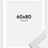 Ramme White Wood 60x80 cm - Passepartout Hvid 50x65 cm