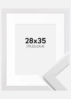 Ramme White Wood 28x35 cm - Passepartout Hvid 8x10 inches