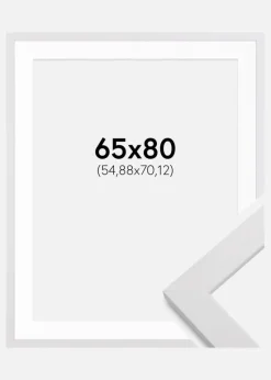 Ramme White Wood 65x80 cm - Passepartout Hvid 22x28 inches