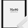 Ramme White Wood 70x90 cm - Passepartout Sort 24x30 inches