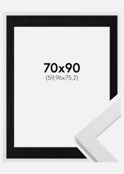 Ramme White Wood 70x90 cm - Passepartout Sort 24x30 inches