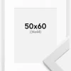 Ramme White Wood 50x60 cm - Passepartout Hvid 35x45 cm