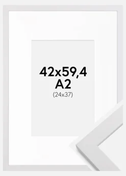 Ramme White Wood 42x59,4 cm (A2) - Passepartout Hvid 25x38 cm