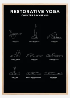 Restorative Yoga - Black Plakat (21x29.7 cm (A4))