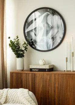 Rund Ramme Akrylglas Sort 70 cm Ø