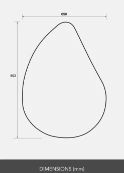 Spejl Droplet Grå 65x90 cm