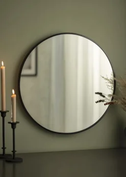 Spejl Madrid Sort 60 cm Ø