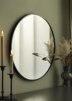 Spejl Madrid Sort 60 cm Ø