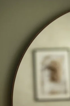 Spejl Modern Valnød 80 cm Ø