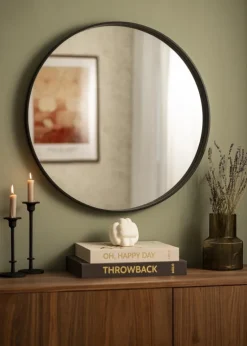 Spejl Reflection Sort 70 cm Ø