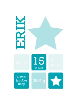 Star Birth Poster Turquoise (21x29,7 cm (A4))