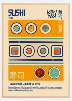 Sushi Japanese Food Print Plakat (21x29.7 cm (A4))