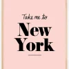 Take me to New York - Pink Plakat (21x29.7 cm (A4))