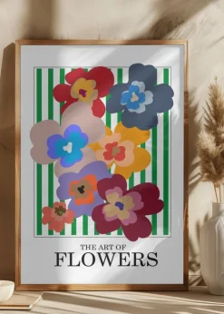 The Art Of Flowers Green Stripe Plakat (21x29.7 cm (A4))