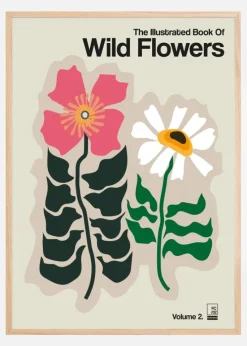 The Illustrated Book Of Wild Flowers Vol.2 Grey Plakat (21x29.7 cm (A4))