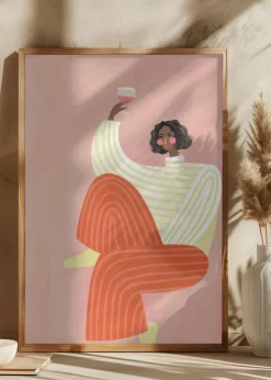 The Woman with the glass of wine Plakat (21x29.7 cm (A4))