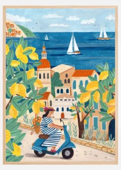 Travel woman on the Amalfi coast Plakat (21x29.7 cm (A4))