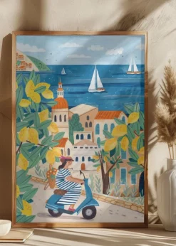 Travel woman on the Amalfi coast Plakat (21x29.7 cm (A4))