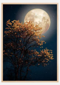 Tree in moonlight Plakat (21x29.7 cm (A4))