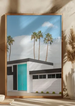 Turquoise Blue Doors on a Modern Home Plakat (21x29.7 cm (A4))