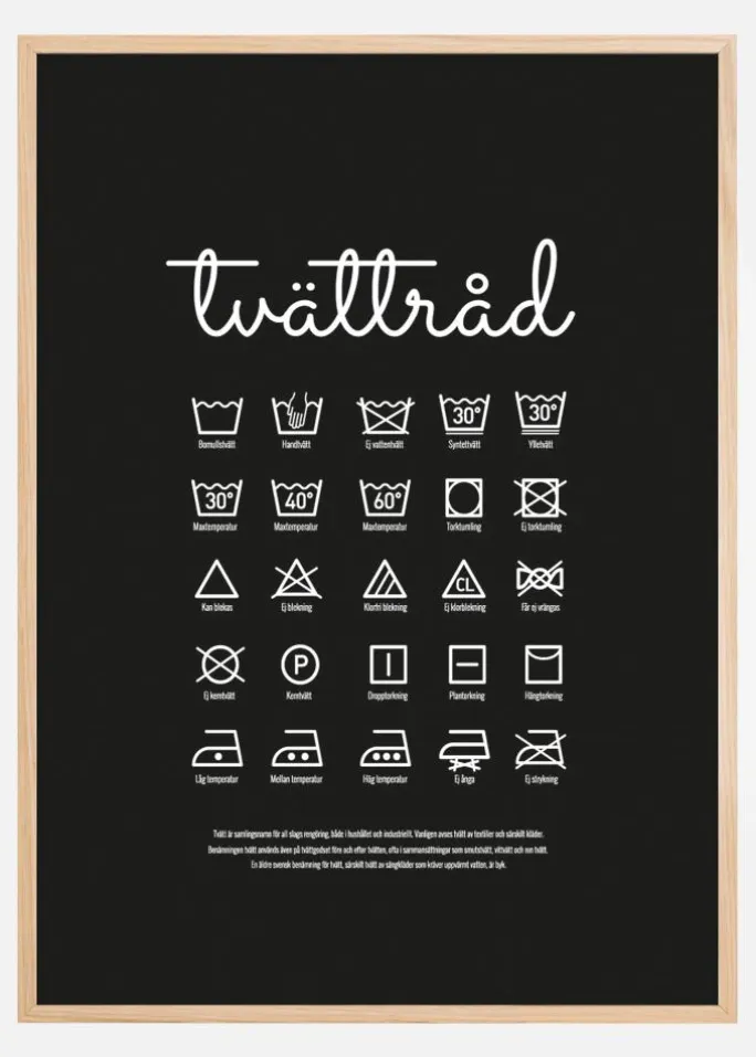 Tvättråd - Sort Plakat (21x29.7 cm (A4))