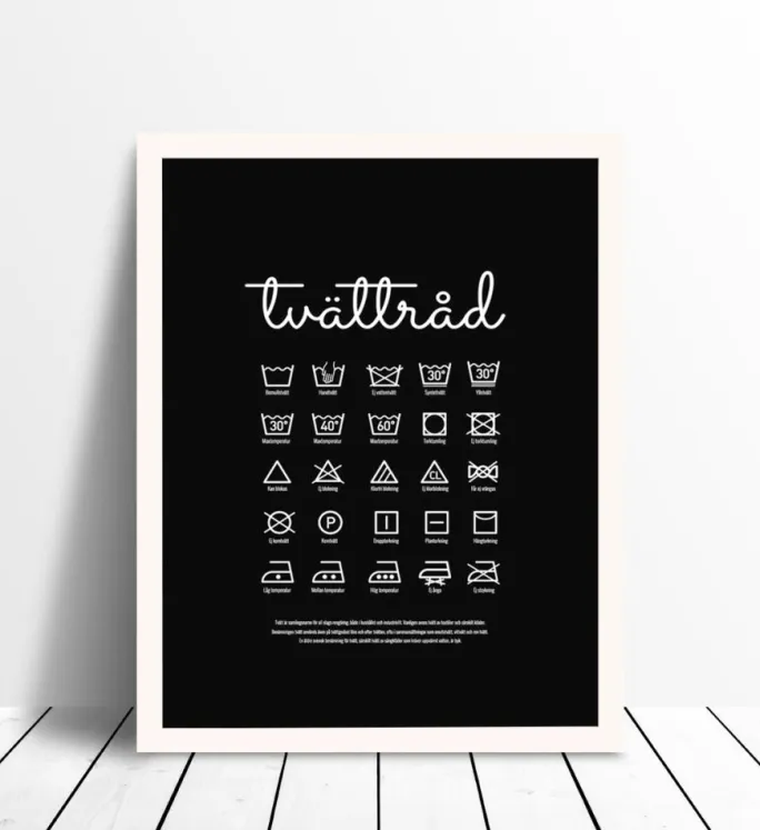 Tvättråd - Sort Plakat (21x29.7 cm (A4))