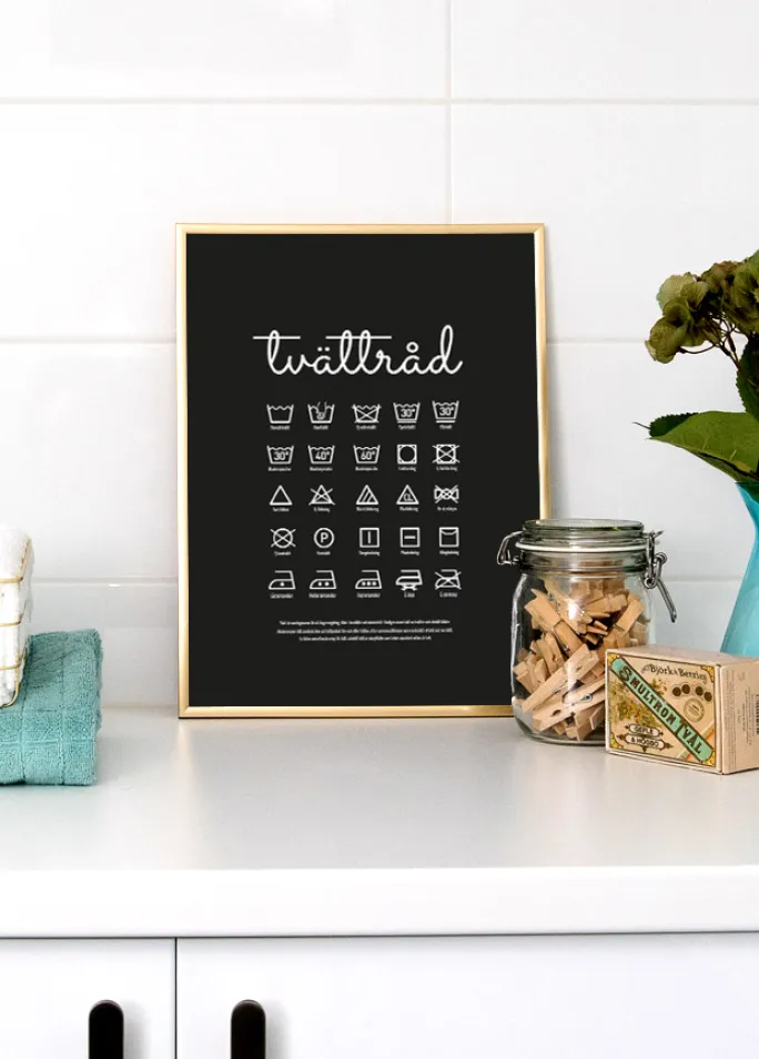 Tvättråd - Sort Plakat (21x29.7 cm (A4))