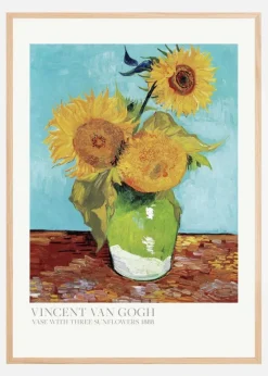 Vase With Three Sunflowers Plakat (21x29.7 cm (A4))