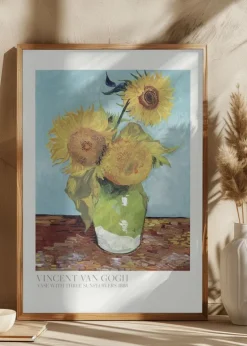 Vase With Three Sunflowers Plakat (21x29.7 cm (A4))