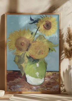 Vase With Three Sunflowers Plakat (21x29.7 cm (A4))