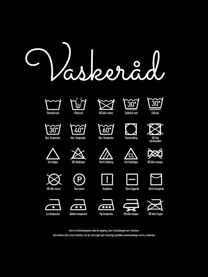 Vaskeråd - Sort Plakat (21x29.7 cm (A4))