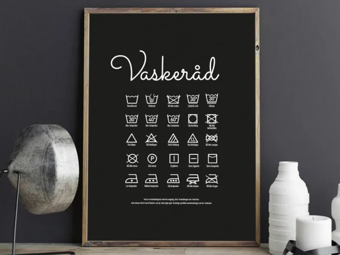 Vaskeråd - Sort Plakat (21x29.7 cm (A4))