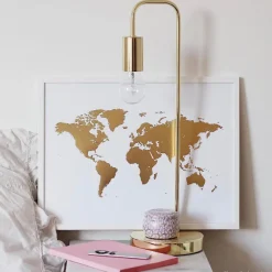 Verdenskart i Gull - Foliert Plakat (30x40 cm)