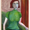 Vintage Red Head in Green Plakat (21x29.7 cm (A4))