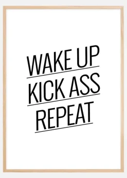 Wake up Kick ass Repeat - Plakat (21x29.7 cm (A4))