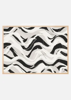 White Black Waves Pattern Square Plakat (21x29.7 cm (A4))