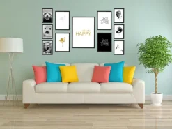 Wine & dine - Sort med Hvidt tryk Plakat (30x40 cm)