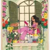 Woman reads on balcony Plakat (21x29.7 cm (A4))