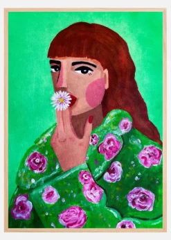 Woman Smoking a Flower Plakat (21x29.7 cm (A4))