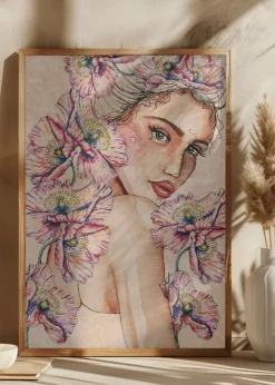 Woman wih Poppies Plakat (21x29.7 cm (A4))