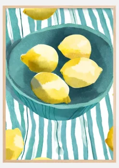 Zitronen in türkisfarbener Schale Plakat (21x29.7 cm (A4))